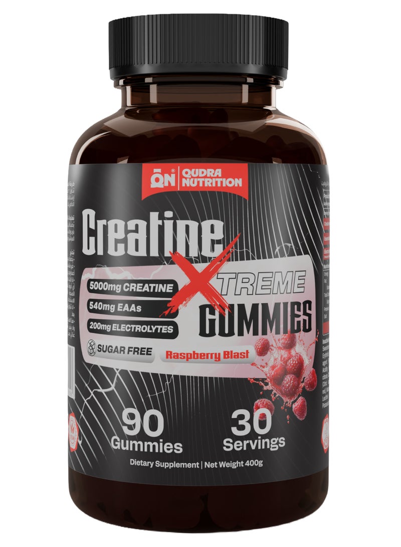 Qudra Nutrition Creatine Xtreme 90 Gummies| 5000mg Creatine 540mg EAAs, and 200mg Electrolytes | Sugar Free | Vegan | Rasberry Flavor. - Image 1